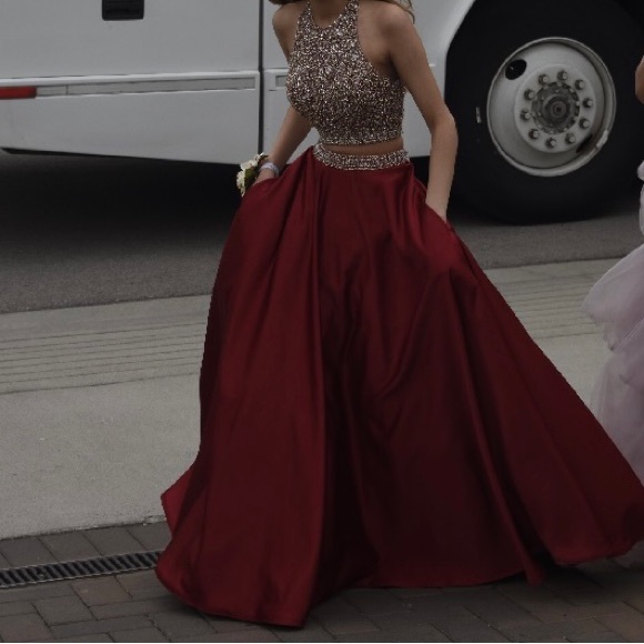 2 piece Prom Dress custom made halter neck + backless - Picture 3 of 6